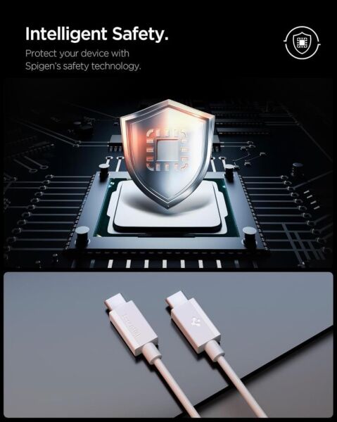 Spigen USB-C to USB-C 2 Metre Kablo 60W Güç / PPS 2.0 Super Hızlı Şarj / 480 Mbps Data Aktarım Hızı Type-C Ekstra Dayanıklı White