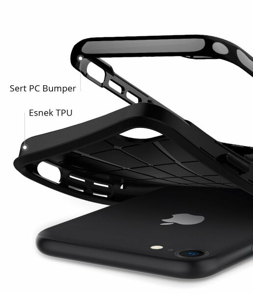 Spigen iPhone 7/8 ile Uyumlu Kılıf Neo Hybrid Herringbone Serisi Shiny Black