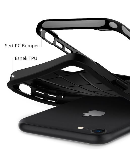 Spigen iPhone 7/8 ile Uyumlu Kılıf Neo Hybrid Herringbone Serisi Shiny Black