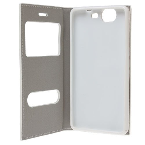 Via V8 ile Uyumlu Magnum Serisi Pencereli Yan Model Kapaklı Kılıf Beyaz