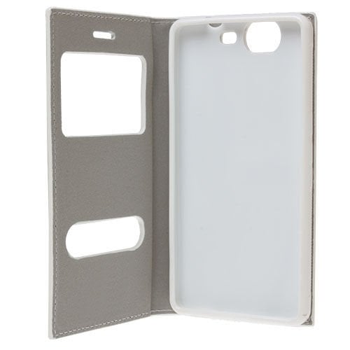 Via V8 ile Uyumlu Magnum Serisi Pencereli Yan Model Kapaklı Kılıf Beyaz