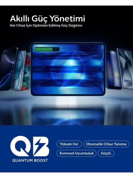 Spigen 30000 mAh 30W USB-C + USB-A Giriş / Çıkış Hızlı Şarj 3 Portlu Powerbank / 1 Metre Type-C Harici Kablolu Taşınabilir Şarj Cihazı + Taşıma Çantası Dahil EA3030 Black