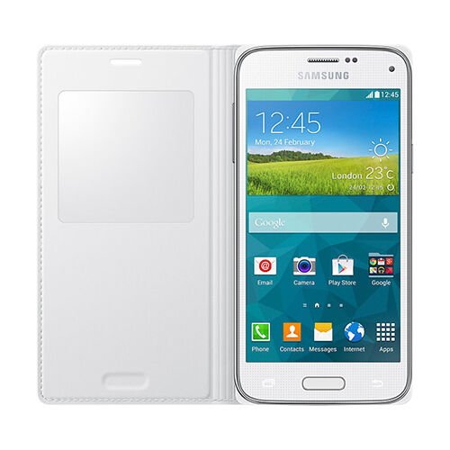 Galaxy S5 Mini ile Uyumlu Kılıf S View Beyaz EF-CG800BHEGWW (Out)