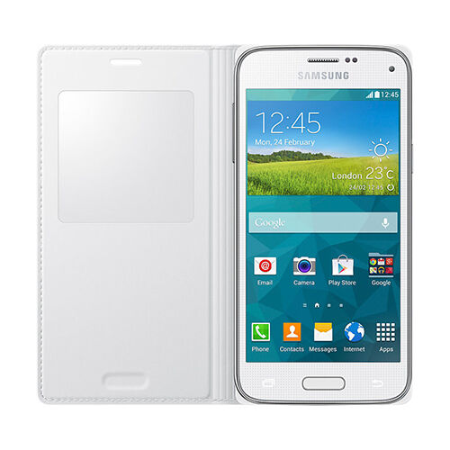 Galaxy S5 Mini ile Uyumlu Kılıf S View Beyaz EF-CG800BHEGWW (Out)