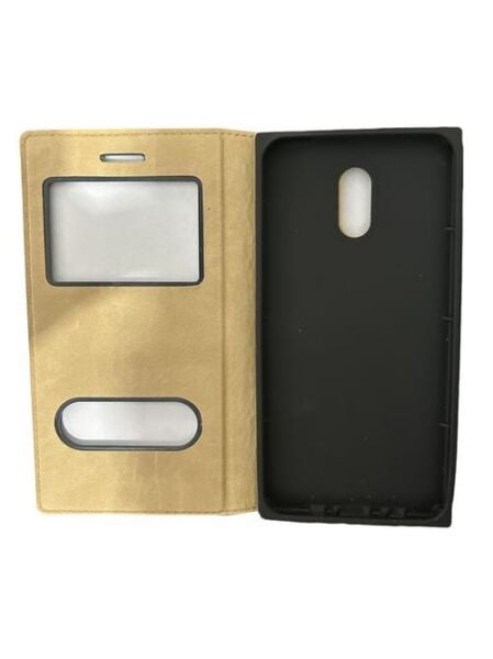 Jopus Galaxy J7 Plus ile Uyumlu Premium Kapaklı Kılıf Gold