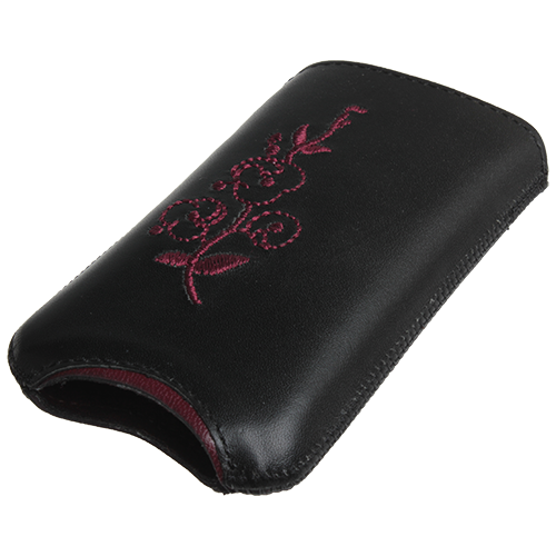 Monte/Star/Corby ile Uyumlu Kılıf Çiçek Desenli Deri Siyah Bordo