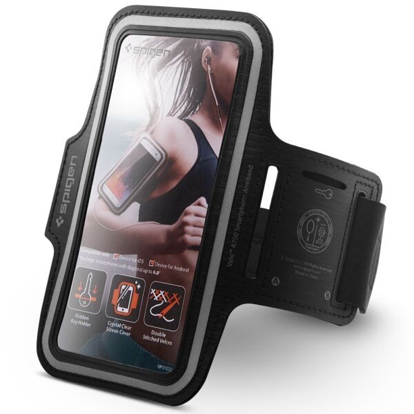 Spigen Velo Armband A700 Universal (Tüm Cihazlarla Uyumlu) Kılıf Spor için Kol Bandı Ter Geçirmez Black