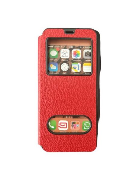 Jopus Redmi 9T ile Uyumlu Premium Kapaklı Kılıf Kırmızı