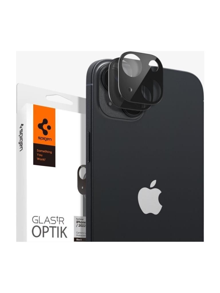 Spigen iPhone 14 / iPhone 14 Plus ile Uyumlu Kamera Lens Cam Ekran Koruyucu,  Glas.tR Optik (2 Adet) Black