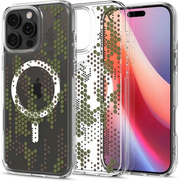 Spigen iPhone 16 Pro Max ile Uyumlu Kılıf Ultra Hybrid MagFit MagSafe Özellikli Digital Camo