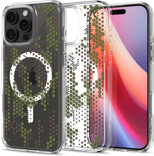 Spigen iPhone 16 Pro Max ile Uyumlu Kılıf Ultra Hybrid MagFit MagSafe Özellikli Digital Camo