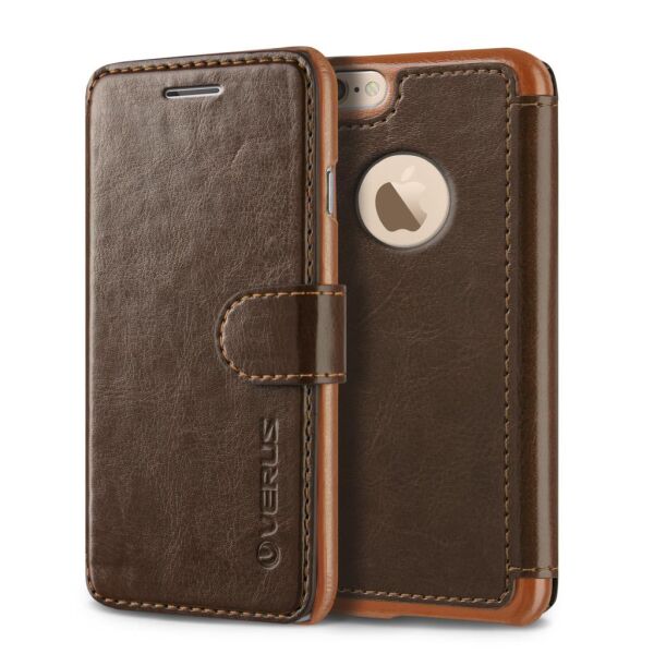 Verus iPhone 6 Plus/6S Plus ile Uyumlu Wallet Case Dandy Layered Series Kılıf -Dark Brown (Out)