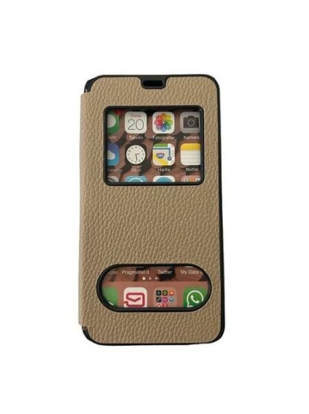 Jopus Galaxy Grand Prime ile Uyumlu Premium Kapaklı Kılıf Gold