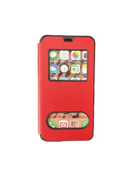 Jopus Galaxy Grand Prime ile Uyumlu Premium Kapaklı Kılıf Kırmızı