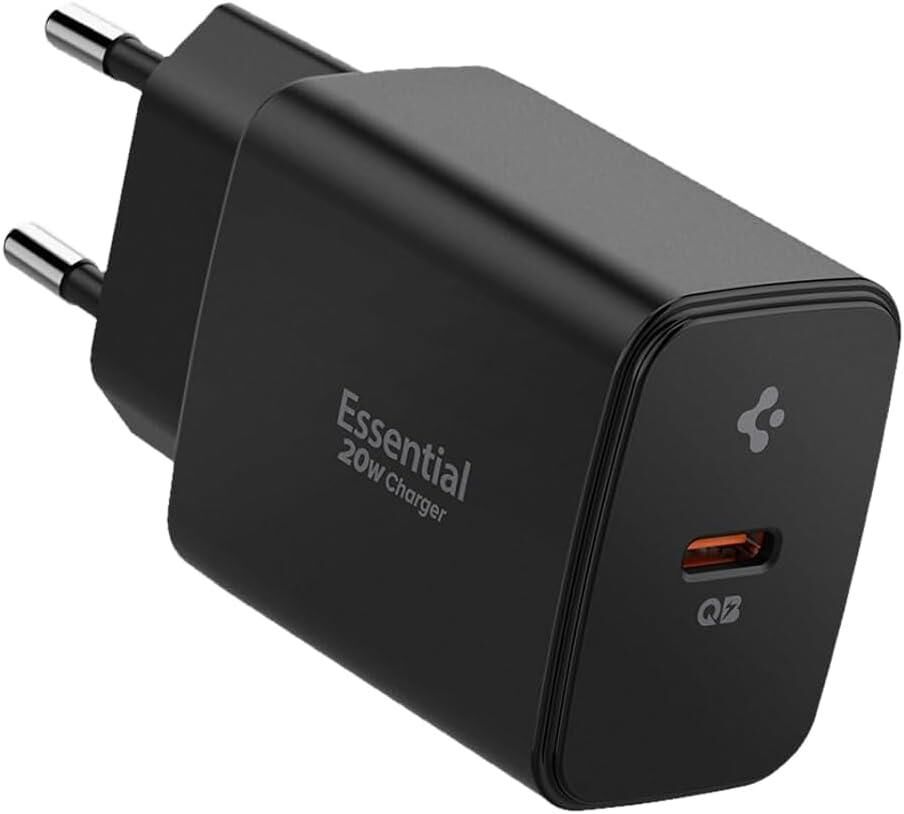 Spigen 20W USB-C Mini Hızlı Şarj Aleti/Şarj Isısını Düşürür GaN Destekli Akım Korumalı Güç Adaptörü iPhone & Android & iPad Type-C EE201 Black - ACH09217