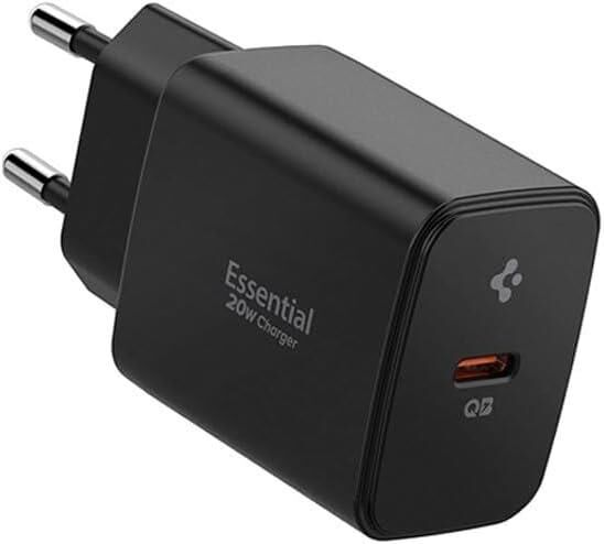 Spigen 20W USB-C Mini Hızlı Şarj Aleti/Şarj Isısını Düşürür GaN Destekli Akım Korumalı Güç Adaptörü iPhone & Android & iPad Type-C EE201 Black - ACH09217