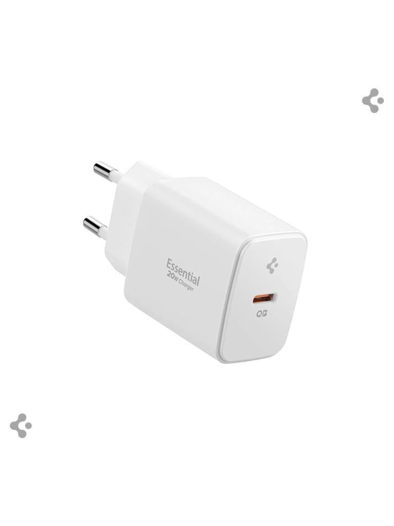 Spigen 20W USB-C Mini Hızlı Şarj Aleti/Şarj Isısını Düşürür GaN Destekli Akım Korumalı Güç Adaptörü iPhone & Android & iPad Type-C EE201 White - ACH08701