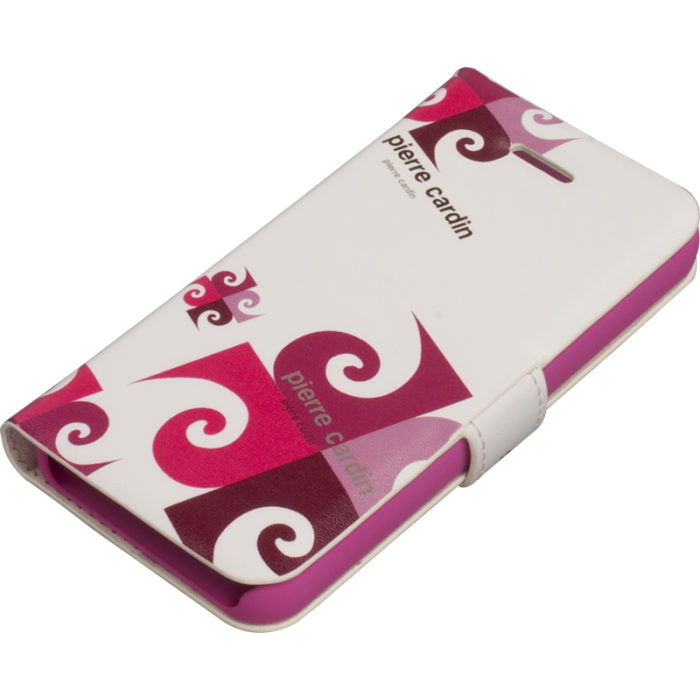 Pierre Cardin iPhone 5S ile Uyumlu Suni Deri Kapaklı Koruma Kılıfı Pembe PCA-P01