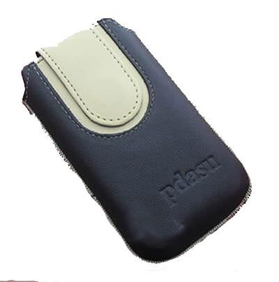 Galaxy Ace S5830 ile Uyumlu Çekmeli Deri Kılıf Siyah Krem Renk