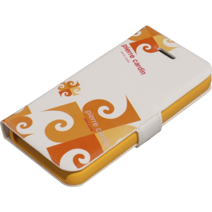 Pierre Cardin iPhone 5S ile Uyumlu Suni Deri Kapaklı Koruma Kılıfı Turuncu PCA-P01