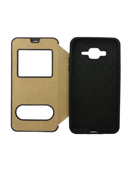 Jopus Galaxy J5 ile Uyumlu Premium Kapaklı Kılıf Gold