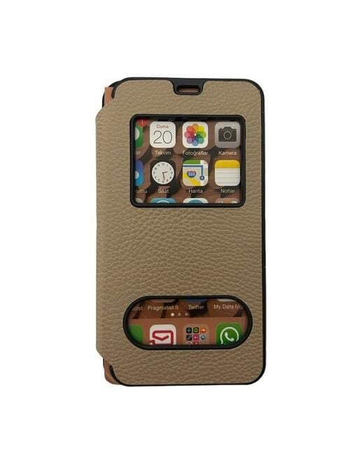 Jopus Galaxy J5 ile Uyumlu Premium Kapaklı Kılıf Gold