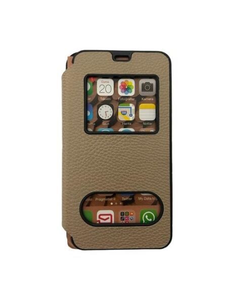 Jopus Galaxy J5 ile Uyumlu Premium Kapaklı Kılıf Gold