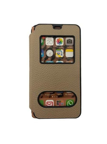 Jopus Galaxy J5 ile Uyumlu Premium Kapaklı Kılıf Gold