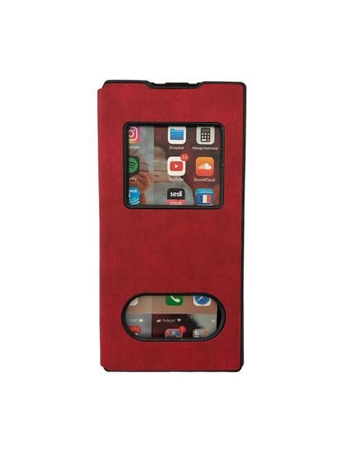 Galaxy Note 10 Plus ile Uyumlu Premium Kapaklı Kılıf Kırmızı