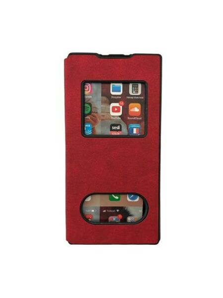Galaxy Note 10 Plus ile Uyumlu Premium Kapaklı Kılıf Kırmızı
