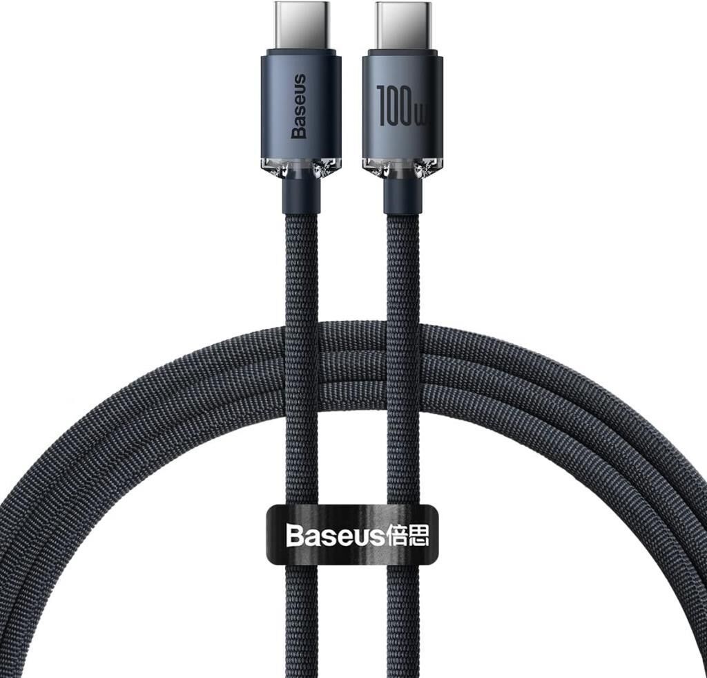 Baseus Crystal Shine 100W PD Type-C Şarj Kablosu 1.2 M Siyah