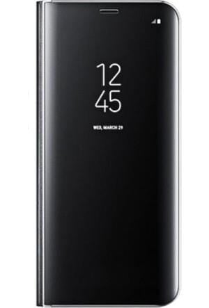 Galaxy A7(2017) ile Uyumlu Aynalı Kapaklı Clear View Kılıf Siyah