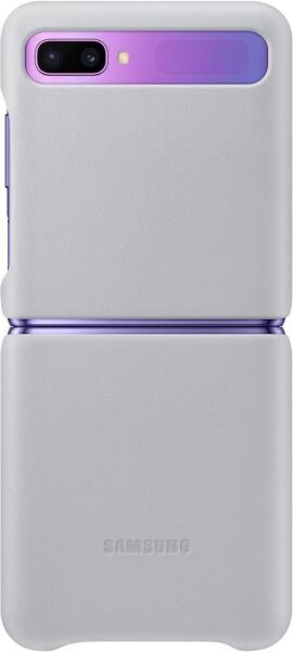 Galaxy Z Flip ile Uyumlu Deri Kılıf Gümüş Gri EF-VF700LSEGWW