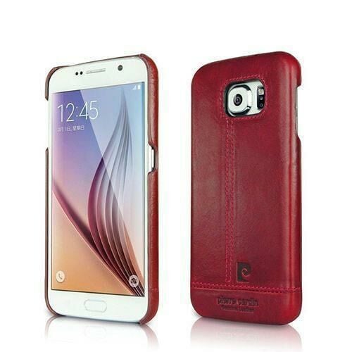 Pierre Cardin Galaxy S6 Edge ile Uyumlu Deri Arka Koruma Paneli Kırmızı PCL-P03