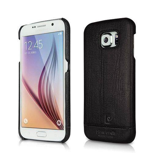 Pierre Cardin Galaxy S6 Edge ile Uyumlu Deri Arka Koruma Paneli Siyah PCL-P03