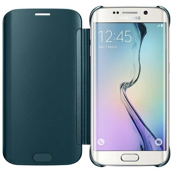 Galaxy S6 Edge ile Uyumlu Clear View Cover Yeşil EF-ZG925BGEGWW (Out)