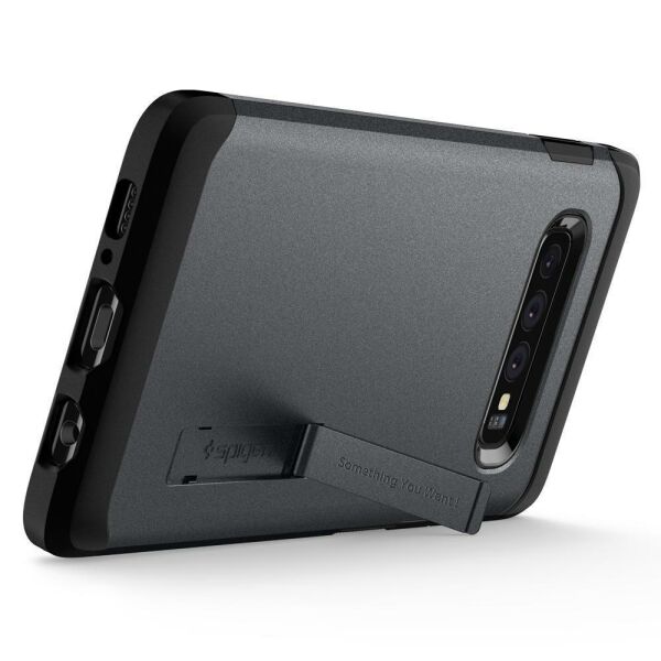 Spigen Galaxy S10 Plus ile Uyumlu Kılıf Tough Armor Graphite Gray