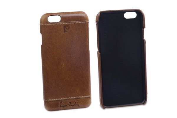 Pierre Cardin iPhone 6 ile Uyumlu Deri Arka Koruma Paneli Kahve PCL-P03