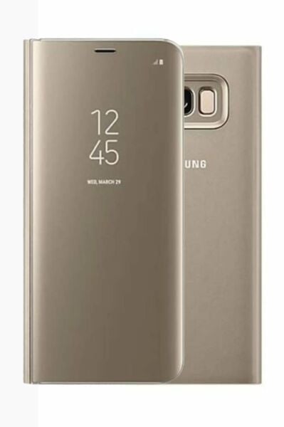 Galaxy S8 ile Uyumlu Aynalı Kapaklı Clear View Kılıf Gold