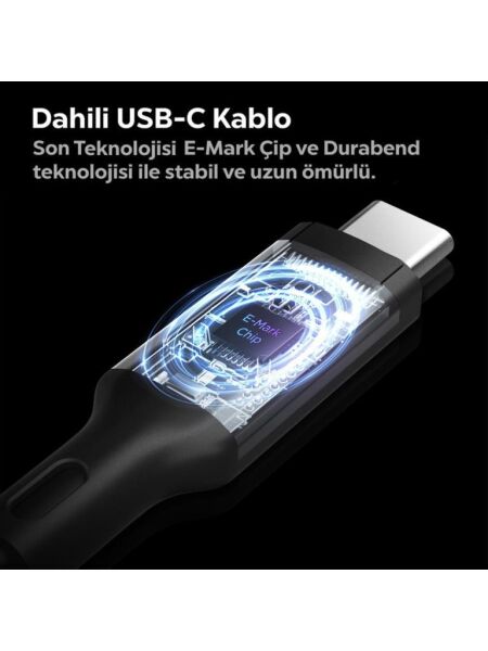 Spigen 45W USB-C Hızlı Şarj Aleti + Örgü Şarj Kablo Samsung PPS 2.0 / Isı Düşürücü GaN Akım Korumalı PD 3.0 Güç Adaptörü Super Hızlı Şarj iPhone & Android & iPad & MacBook Type-C Black