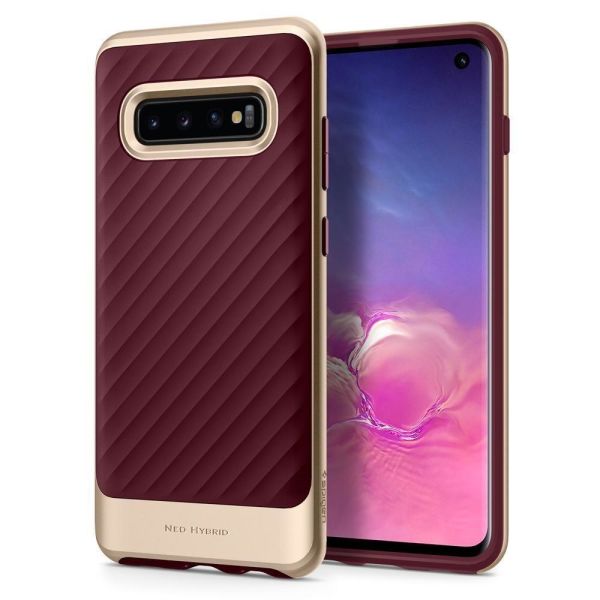 Spigen Galaxy S10 ile Uyumlu Kılıf Neo Hybrid Burgundy