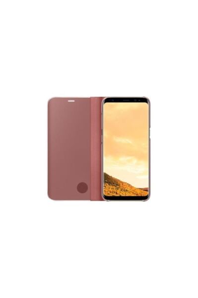 Galaxy S8 Plus ile Uyumlu Aynalı Kapaklı Clear View Kılıf Pembe