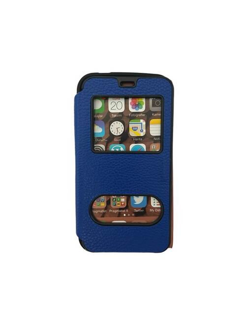 Jopus Galaxy J2 ile Uyumlu Premium Kapaklı Kılıf Mavi