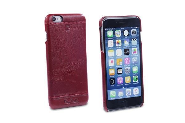 Pierre Cardin iPhone 6 Plus ile Uyumlu Deri Arka Koruma Paneli Kırmızı PCL-P03