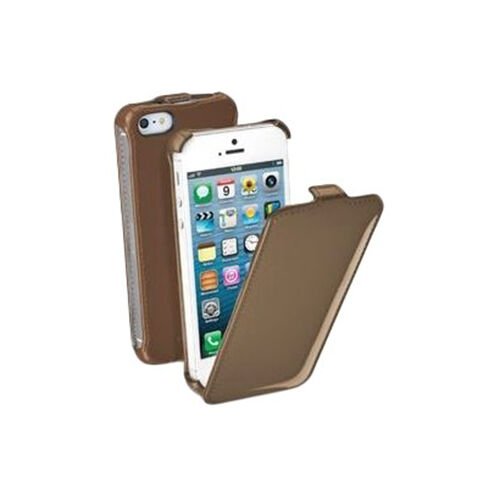 Cellular Line iPhone SE/5S/5 ile Uyumlu Flap Glossy Mıknatıssız Kılıf Kahverengi-FLAPGLOSSIPHONE5BR