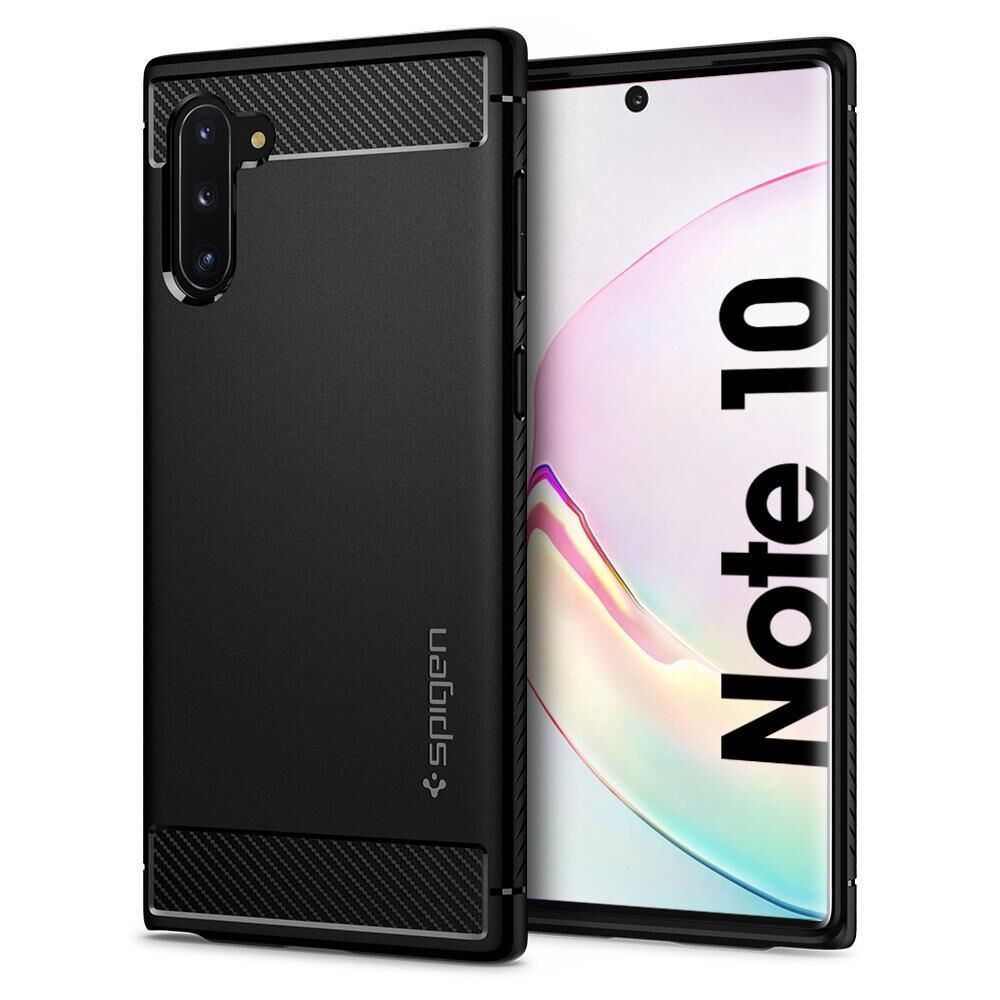 Spigen Galaxy Note 10 ile Uyumlu Kılıf Rugged Armor Matte Black