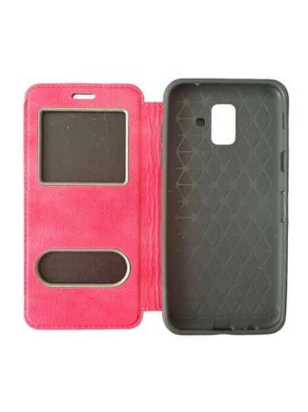 Jopus Galaxy A6 ile Uyumlu Premium Kapaklı Kılıf Pembe