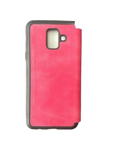 Jopus Galaxy A6 ile Uyumlu Premium Kapaklı Kılıf Pembe