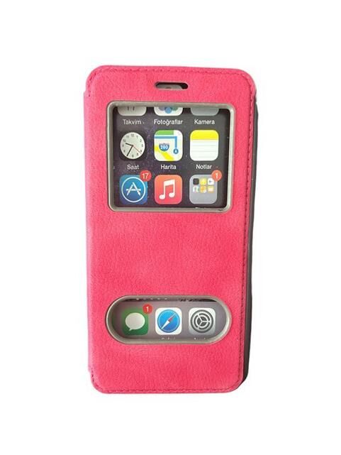 Jopus Galaxy A6 ile Uyumlu Premium Kapaklı Kılıf Pembe