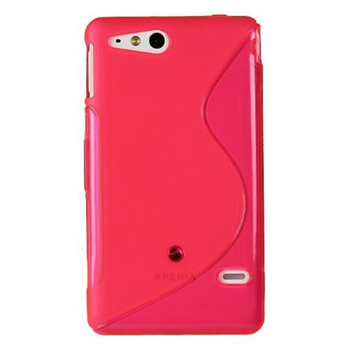 Xperia Go ile Uyumlu S Desenli Şeffaf Silikon Kılıf Pembe Renk